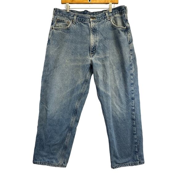 Carhartt Other - Carhartt Flannel Lined Relaxed Fit B172 Jeans Mens 40 X 32 Blue Work